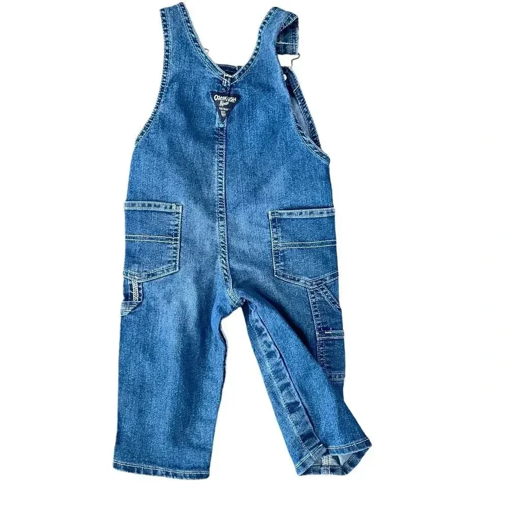 OshKosh B'gosh Little Blue Classic Denim Overalls Size 12 Month